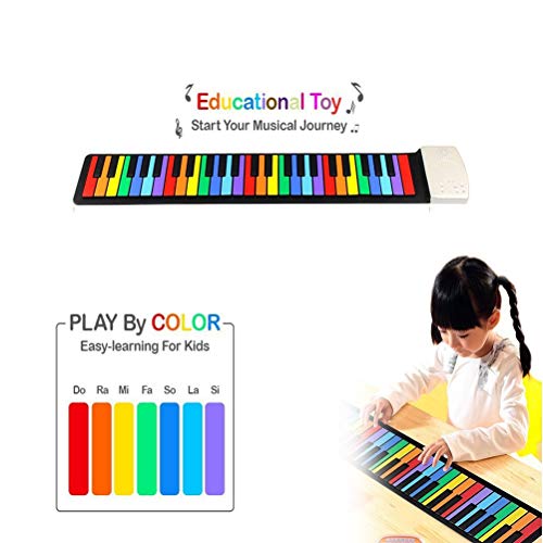 QCQ 49-Key Flexible Arc-en-Roll Up Piano intégré Batterie Rechargeable avec 47 tonalités, 14 Morceaux de démonstration et Build-Parleur intégré - Les Beatles, Paul McCartney, John Lennon, RIngo Starr, George Harrison QCQ 49-Key Flexible Arc-en-Roll Up Piano intégré Batterie Rechargeable avec 47 tonalités, 14 Morceaux de démonstration et Build-Parleur intégré – Image 4