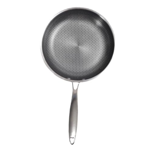 STOBAZA Sartén Antiadherente De Acero Inoxidable De 28 Cm Superficie De Panal, Resistente y Compatible Inducción, Para Cocinar Huevos y Filetes Cocina Doméstica, Sartén Ligera y Fácil De Limpiar