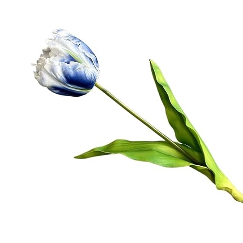 Huffa Blue 1Pc Simulation Pu Parrot Tulip - Realistic Handheld Flower For Home Decoration(Blue)