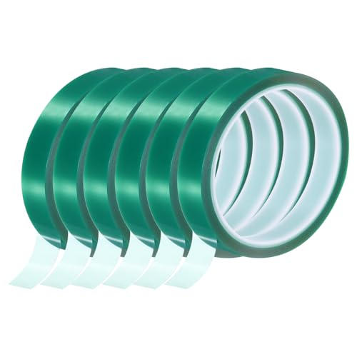 Image of uxcell Green Heat Tape, 6 Rolls 20mmx33m 108ft High Temperature Heat Resistant Tape for Sublimation,Heat Vinyl Press,Heat Transfer, Circuit Board, No Residue