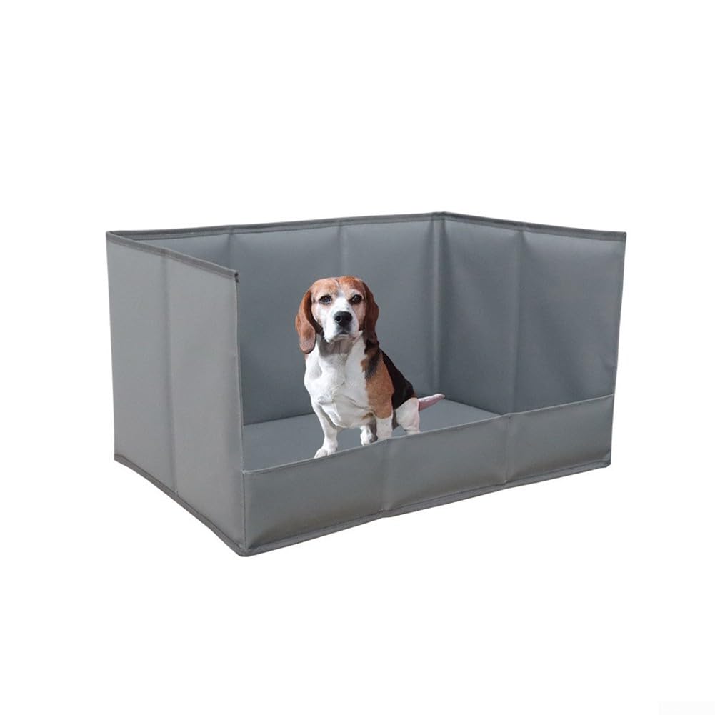 Large Waterproof Dog Whelping Box, Foldable High-Wall for PUPPY Playpen with Non-Slip Bottom, Easy Clean Nylon(grey M)