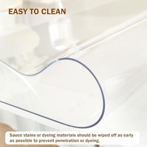 Image of Royhom Clear Table Protector 48 x 14 Inch - 1.5mm Thick Plastic Table Cover, Clear Table Cover Protector Rectangle, Waterproof PVC Desk Mat for Coffee Table, Writing Desk, Dining Room, Dresser