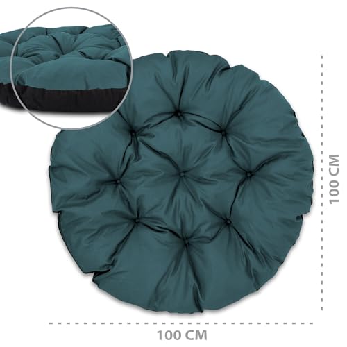 Amazinggirl Papasansessel Kissen Sitzkissen Hängesessel 100cm - Polster für Korbsessel Papasan Chair Lesesessel und Rattansessel für Outdoor und Indoor rund und groß Grün Farbton B