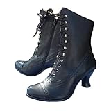 Kazynaptix Victorian Boots for Women 70s Almond Toe...
