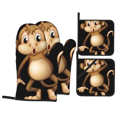 Juego de repostería Cute Monkey de 4 piezas con textil estampado para horno 2