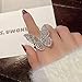 Women Butterfly Open Ring Adjustable Engagement Rings Fashion Inlaid Zircon Ring Exquisite Jewelry for Her (Silver, One Size)