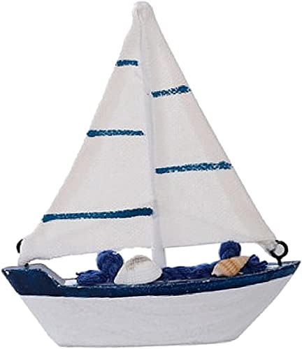 Nautical Theme Wood Ship Model Mini Sailboat Figurines Wooden Cake Topper for Mediterranean Home Furnishing Decor - Style E