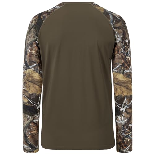 BASSDASH Men’s Lightweight Camo Hunting Shirt UPF 50+ Sun Protection Long Sleeve Hiking Fishing Performance Tee Mesh Panels2