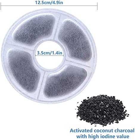 ECOSI Cat Water Fountain Filter 8PCS Replacement Filters Pet Fountain Cat Water Dispenser Pet Water Fountain Healthy and Hygienic Drinking Fountain Filters 8 Pieces/Box (Carbon)