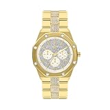 Spirit - Orologio da donna placcato in oro con pietra e quadrante multiplo, cinturino