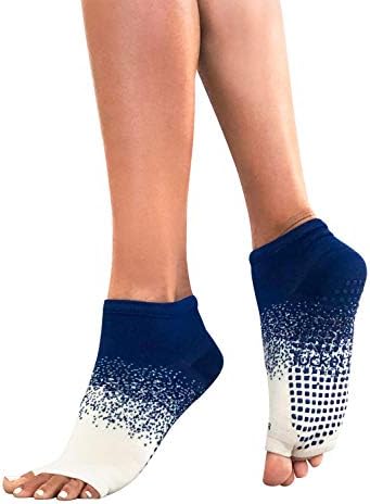 Tucketts Anklet Toeless Non-Slip Grip Socks - Anti Skid Yoga, Barre, Pilates, Home & Leisure, Pedicure - L/XL - 1 pair Blue Effervescent Large
