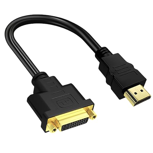 Bi-Directional HDMI to DVI Cable Adapter,Male HDMI to Female DVI-I Dual Link Converter-1ft/0.3m Cable for Monitor,TV,PC,Projector-Supports 1080p Full HD 60Hz-Gold-Plated Connectors