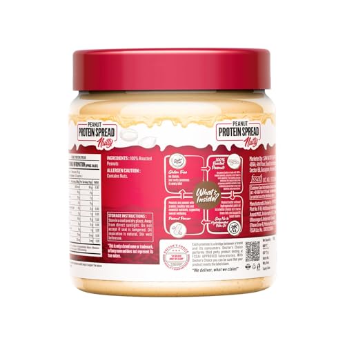 Image of DC Doctors Choice High Protein Peanut Butter, Only Nuts, Gluten-Free, Zero Trans Fat, Vegan, Unsweetened Creamy (750 g) (Pack of 1)