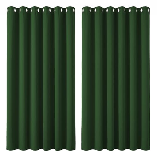 Deconovo Green Curtains Thermal Insulated Eyelet Blackout Curtains for Bedroom 90 x 108 Inch Forest Green Two Panels