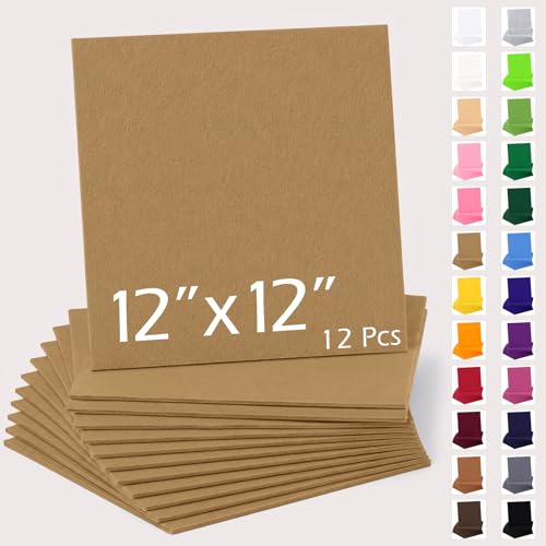 12" x 12" Felt Sheets for Crafts, 2mm Stiff Felt Fabric (12 Pcs), Tan by Ableme Deco - Used condition - US$16.65