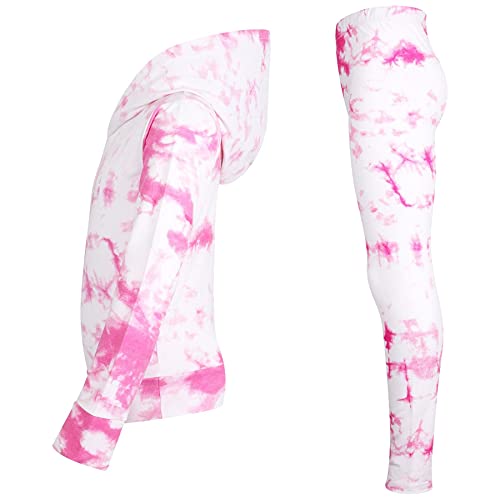 Vêtements de Sport Filles Tie Dye Rosé avec Legging et Top à Capuche pour l'École et les Loisirs - 6