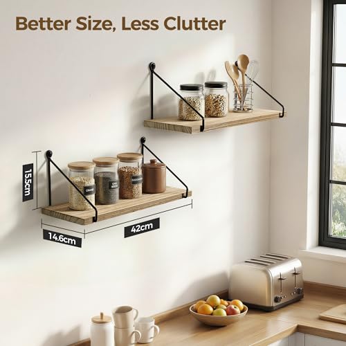 Miniatura 3 de Afuly Estanteria Pared Madera Metalica Habitacion Baño Cocina Negra Estanterias De Pared Moderno Rústico Juego De 2 Piezas