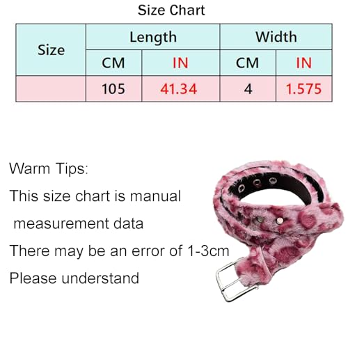 Women's Faux Fur Leopard Print Plush Patchworked Western Style Belt with Metal Buckles4