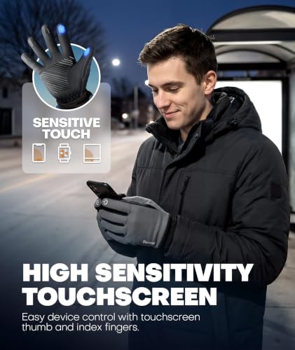Image of Winter Gloves Men Women Made with 3M Thinsulate, Lightweight Thermal Warm Gloves for Cold Weather with Touch Screen Fingers, Water Resistant Running Gloves for Cycling, Hiking, Driving