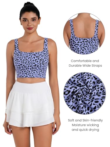 Image of Sunzel Square Neck Longline Sports Bra, Built-in Bra Crop Tank Top | Buttery Soft, Removable Pads, Light to Medium Support, Wide Straight Straps, Yoga, Pilates, Gym, Daily Wear