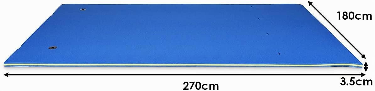 RELAX4LIFE 270 x 180 cm Wasserhängematte, Aufrollbare Schwimmmatte, Wasser Bett 300 kg belastbar (bis zu 5 Personen), Wasserliege aus 3-schichtigem XPE Schaum, Wassermatte für Erholung (Groß-Blau)