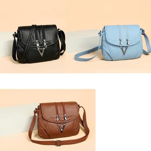 Sac en cuir synthétique souple multi-poches avec sangle réglable et zips fluides
