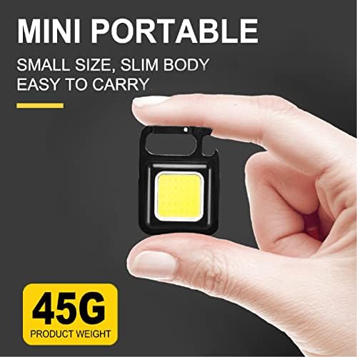 MAGICPALACE COB Small Flashlights 1000 Lumens Mini Keychain Flashlight, Rechargeable 4 Modes Portable Pocket Light with Folding Bracket Bottle Opener for Fishing Walking Camping (2 Pack), Abs