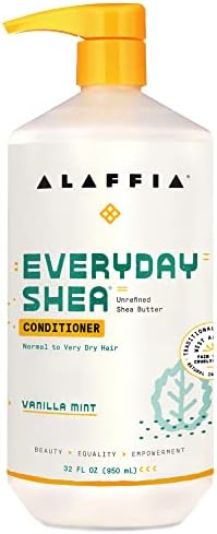 Alaffia EveryDay Shea Conditioner, Moisturizes, Restores and Protects. Made with Fair Trade Shea Butter, Cruelty Free, No Parabens, Vegan, Vanilla Mint 32 Fl Oz