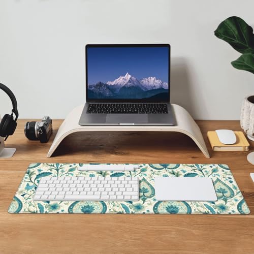 Tapis de souris avec bords cousus grand format et base imprimé turquoise - 7