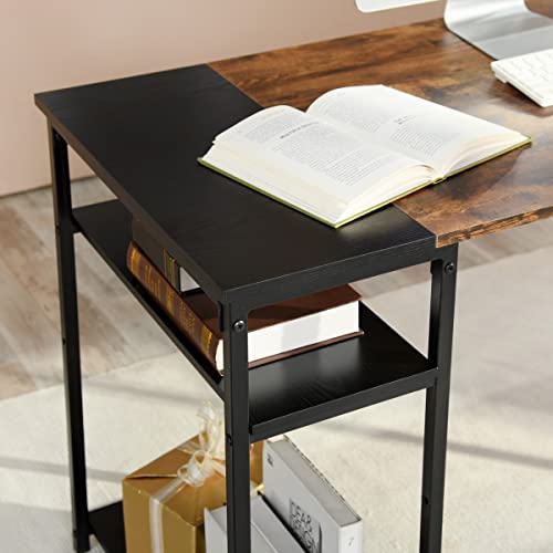 Homy Casa Inc Dembe Shelves Plus 120Cm Desk, Black Brown #TOP3
