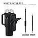 BULKITEM Water Bottle Carrier Bag with Phone Pocket for Black Stanley 40 oz Tumbler with Handle, Black Insulated Neoprene Cup Holder Pouch Strap for Valentines Stanley Cup Accessories