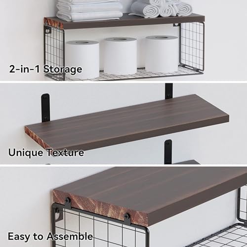 Towel-Racks-for-Bathroom-Wall-Mounted3PCS-Floating-Shelves-with-Storage-Basket-Bathroom-Organizers-Wall-Mounted-Rustic-Wood-Shelves-for-Bathroom-Bedroom-Living-Room-KitchenDark-Brown Towel Racks for Bathroom Wall Mounted3PCS Floating Shelves with Storage Basket Bathroom Organizers Wall Mounted Rustic Wood Shelves for Bathroom Bedroom Living Room KitchenDark Brown