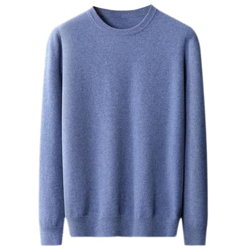 Men’S Loose Fit Round Neck Pullover Sweater Long Sleeve Thick Cashmere Wool Blend Anti-Pilling Knit Jumper Top2