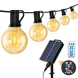 ストリングライト ソーラー 11.5m 防水 夜間自動点灯 17個LED電球 G40 E12口金 電球色 PC素材 破損しにくい 8種点灯モード USB充電可能 調光可能 タイマー機能 リモコン付き 残量表示機能 屋外照明 イルミネーション 誕生日 クリスマス ガーデンライト 庭 祭り 商店街 屋外 ライト【適格請求書発行可】
