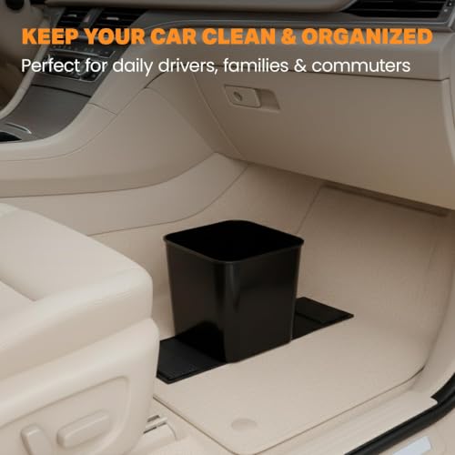 Image of Car Trash Can with Stability Wings - Leakproof Portable Garbage Bin for Fabric & Rubber Mats - Compact Durable Plastic Auto Organizer for Cars, SUVs, Trucks (Gray, Small)