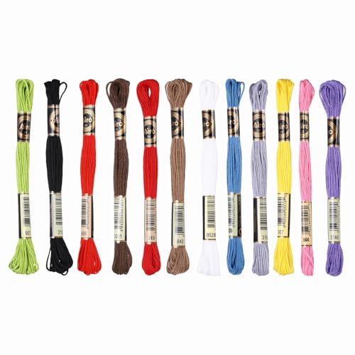 Image of PATIKIL 12 Skeins Embroidery Floss Polyester Embroidery Threads Bracelets String for Cross-Stitch Hand Embroidery, Multicolor