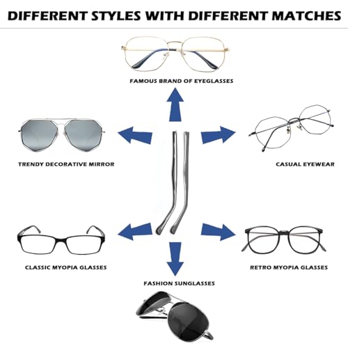 1 Pair Metal Eyeglass Replacement Arm, Eyewear Frame Temple Replacement Universal Sunglasses Arm Legs Replacement for Thin Metal Glasses, Sunglass （Black） - Thumbnail 7