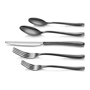 Artaste rain ii forged 1810 stainless steel black service for 4 flatware 20 piece set  urban country home decor
