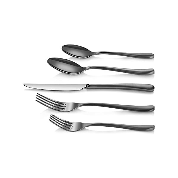Artaste rain ii forged 1810 stainless steel black service for 4 flatware 20 piece set  urban country home decor