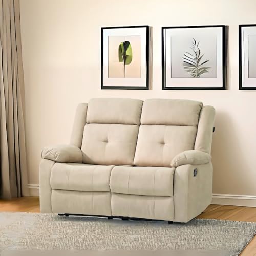 Image of Royaloak Wave Fabric Recliner Two Seater | Reclining Sofa | Pillow Top Armrest | High Backrest | Pocket Spring Comfort | Heavy-Duty Metal Base | Tufted Upholstery Design