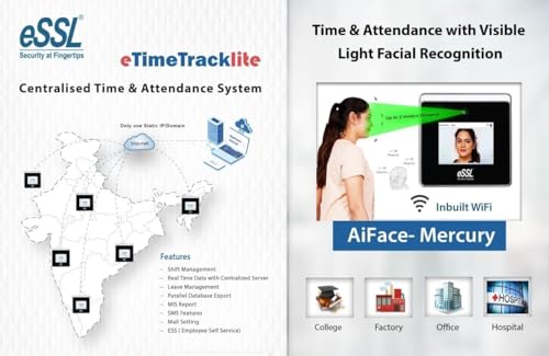 Image of eSSL Ai-Face- Mercury Biometric Time & Attendance with Access Control (WiFi, TCP /IP)