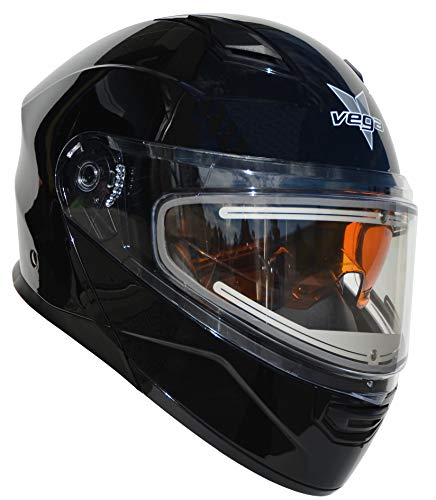 Vega Helmets Caldera Unisex-Adult Modular 30% Larger Shield and Sunshield (Gloss Black, XS)
