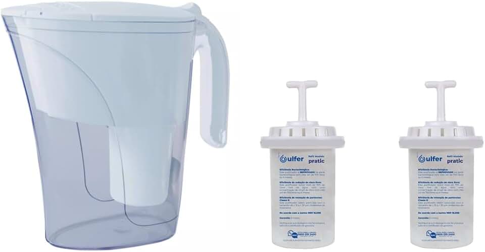 Kit Jarra Purificadora água filtro branca 1,5 Litros Inmetro 2 Vela