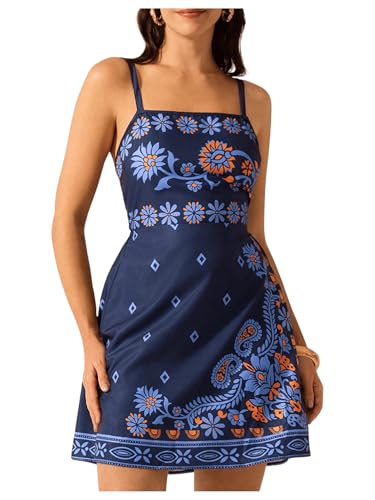 Image of MakeMeChic Women's Floral Boho Dress Sleeveless Vacation Mini Short Dress Tie Backless Sundress