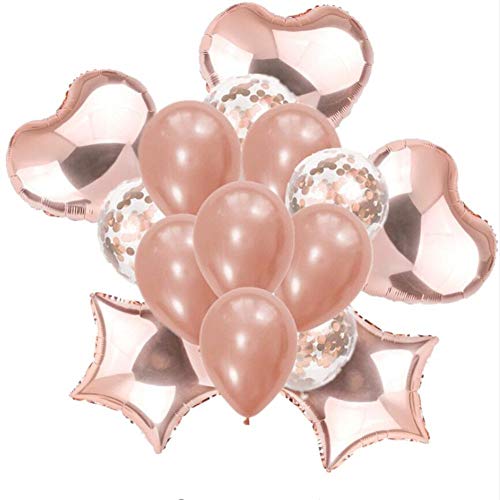 VAK 15pcs Star Heart Round Balloons Set,Inflatable Foil&Latex Balloons, Baby Shower Wedding Birthday Graduation DIY Party Decoration, Kids Chidren Home Party Photobooth Props,Party Shows Supplies