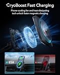 ESR pour 15W MagSafe Chargeur de montage de voiture CryoBoost Refroidissement téléphonique, Air Chargeur de voiture sans fil magnétique pour iPhone 17e Air 17 Pro Max 16 15 14 Plus 13 12 Mini, Galaxy S25/S26 Series