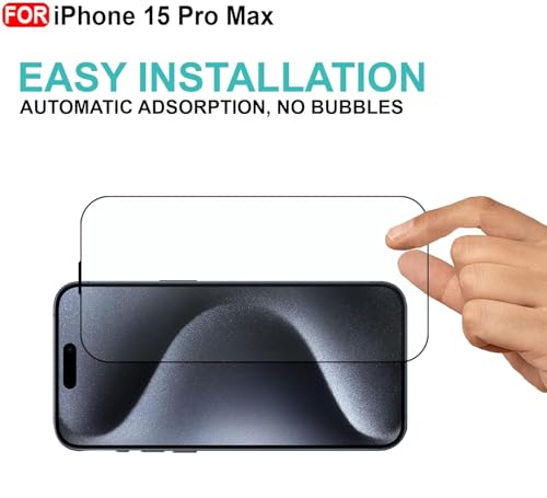Image of Premium Tempered Glass Screen Guard Compatible With Iphone 15 Pro Max (6.1 Inch) | 9H Hardness | Edge to Edge Protection | Anti Scratch | Bubble Free Installation | HD Clear