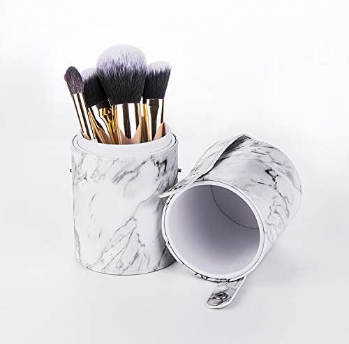 Yoseng Makeup Brush Organizer,Makeup Brush Holder with Lid for Vanity Travel Brushes Case Bag Cup Storage Display Dustproof Professional (Marbling)