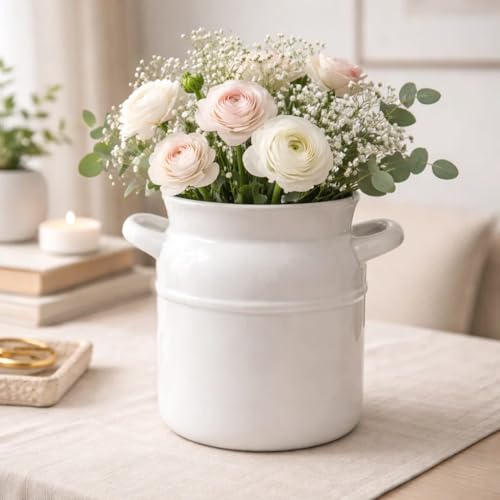 Image of SPHINX Decorative Ceramic Vase, Flower Vase, Pampas Grass Vase, Ceramic vase for Living Room,Ceramic vases for Home Decoration Glossy Finish 6 inch-Handi