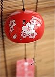 MONMOB Four Season Wind Chimes Ceramic Wind Bells Round Wind Bell Garden Chime Birthday Gift Home Decors(Spring Sakura)